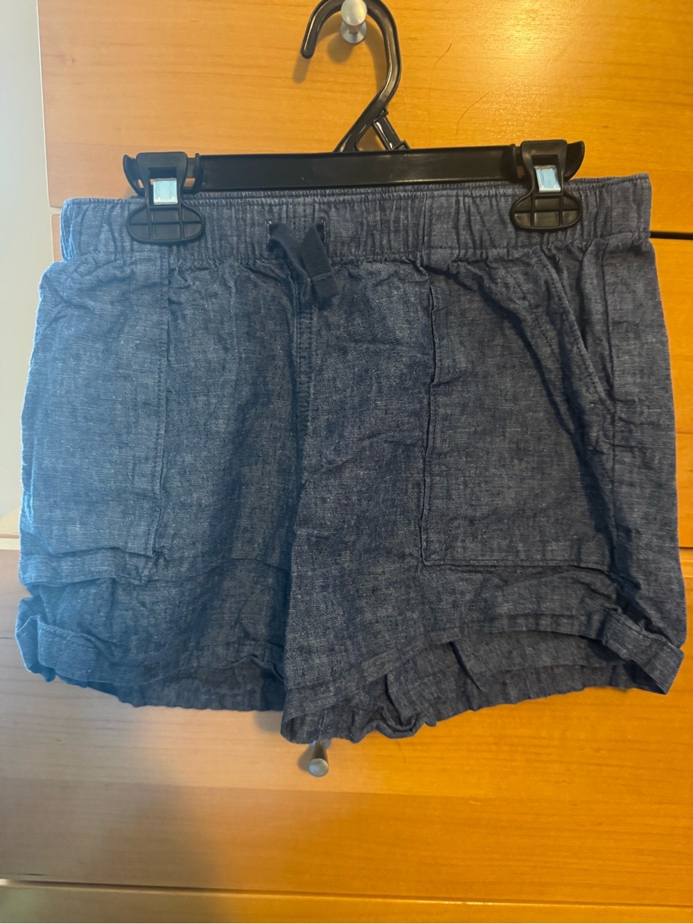 Girls size 14  Two pairs Denim and Chambray Elastic Waist Shorts - Blue
